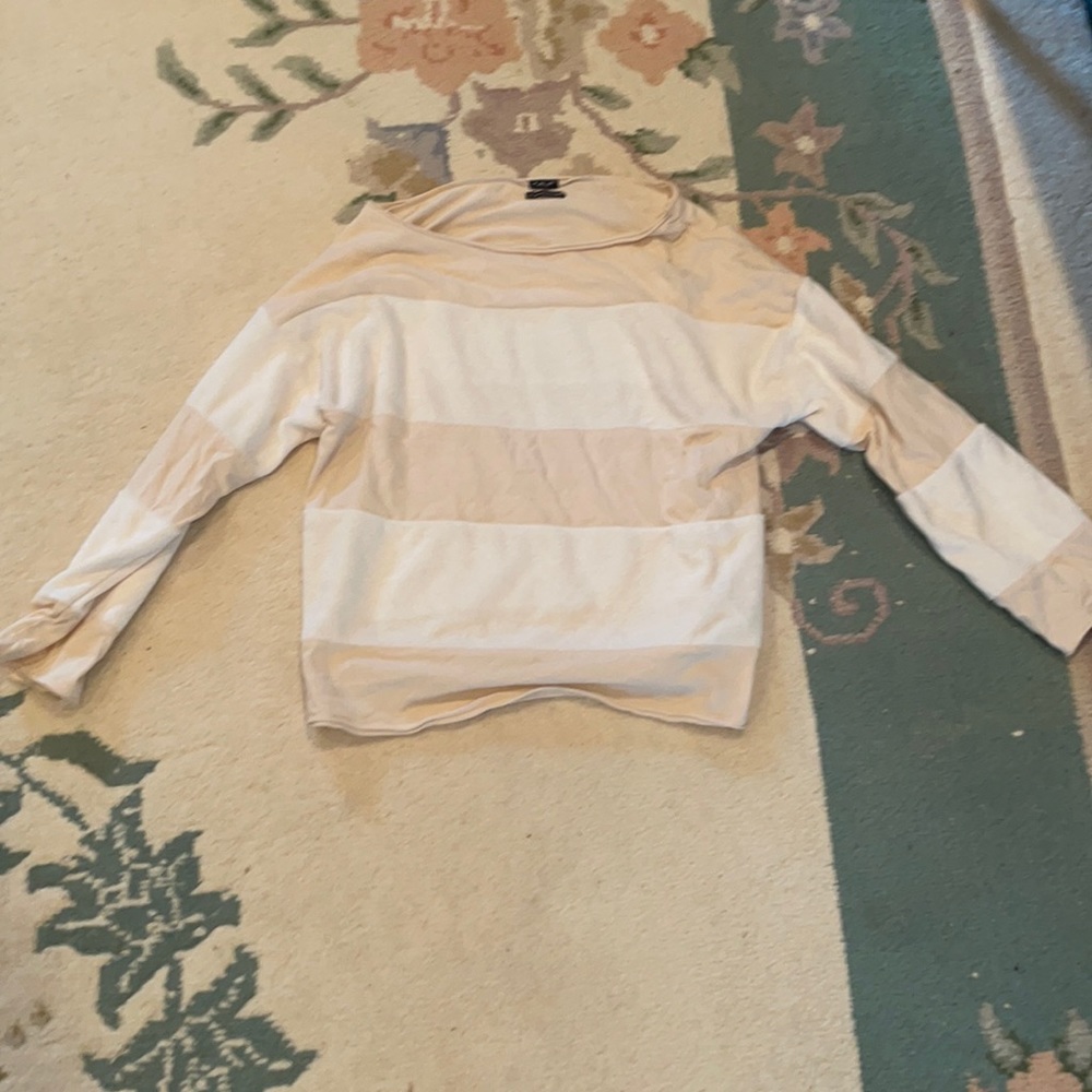 tan and white striped shirt